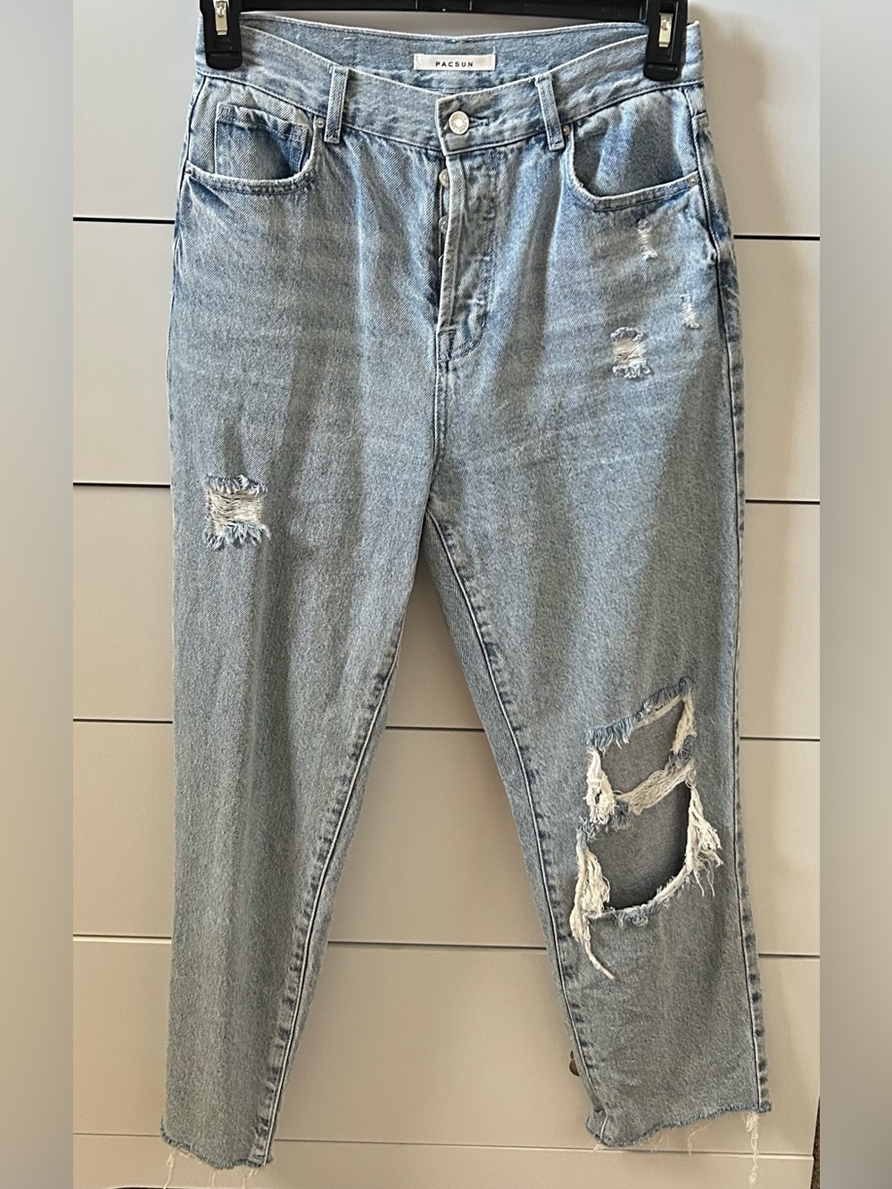 Pacific Sunwear Light Blue Distressed Boyfriend Jeans